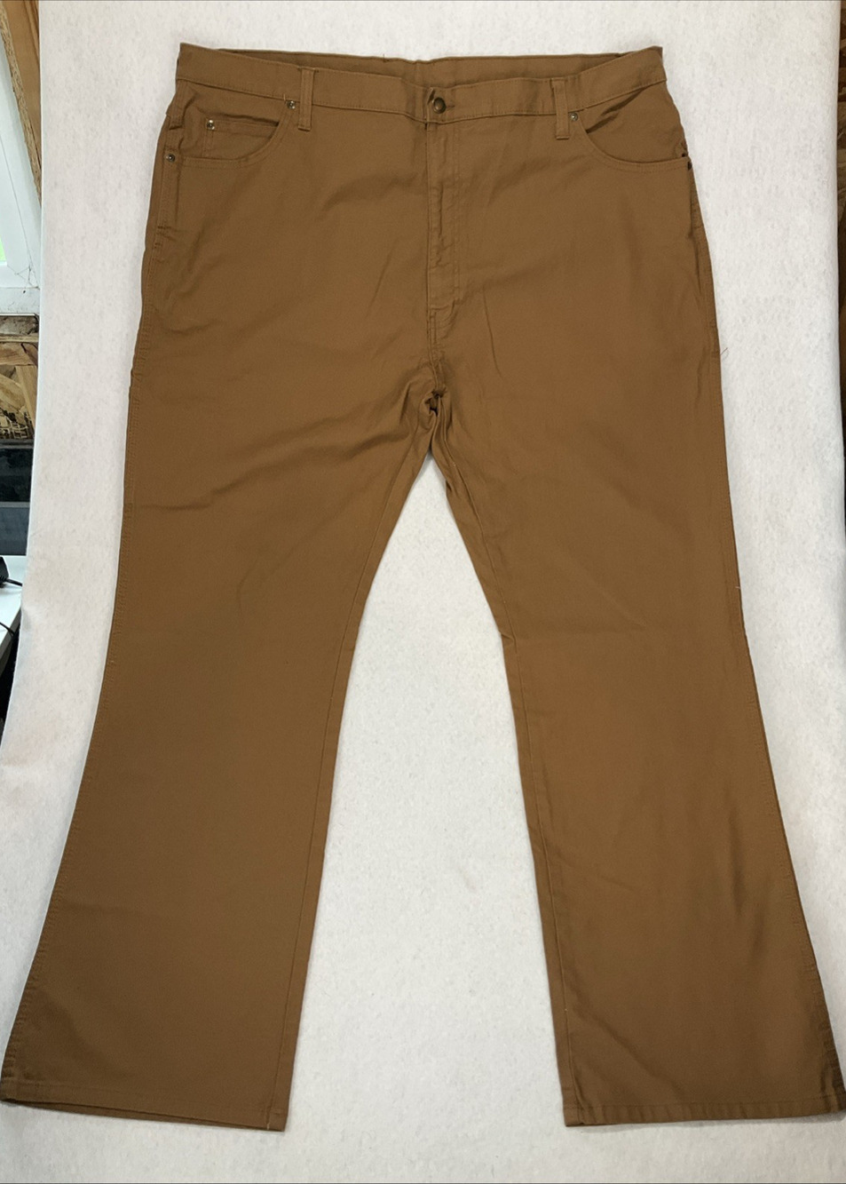 Dickies Jeans 44x32 Brown Cotton Canvas Pants Relaxed Workwear Classic Stretch